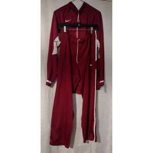 Nike Dri-FIT Burgundy Men Tracksuit–Quarter Zip Long Sleeve Shirt & Pants Large